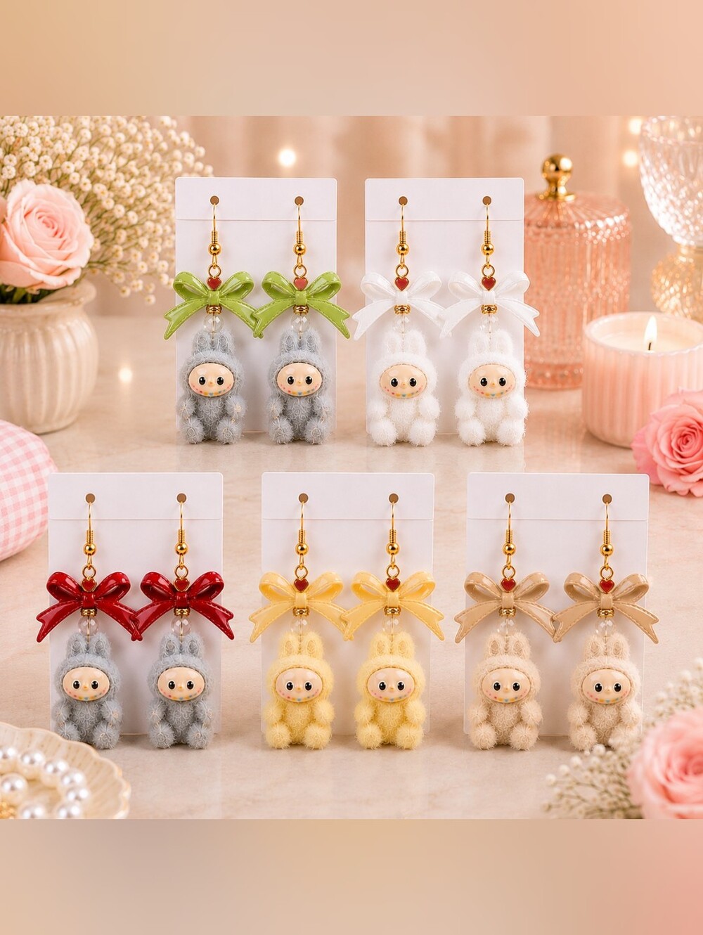 Handmade Mini Labubu Earrings - Picture 3 of 5